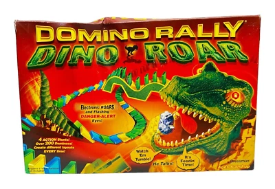 Domino Rally Dino Roar Dinosaur Electric Set Game New Sealed Pieces Open Box - Image 1 of 4