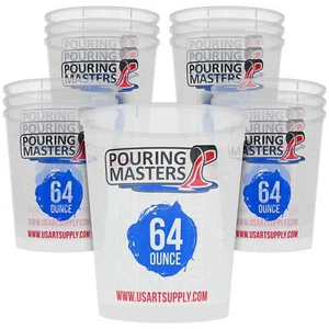 12 Pouring Masters 64 Ounce 2000ml Graduated Plastic Paint Mixing Cups, Measure - Picture 1 of 5