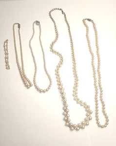 vintage faux pearl necklace lot Of Five Different Necklaces One Has Gold Inlay - Picture 1 of 10