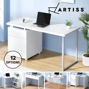 Artiss Corner Computer Desk Office Study Desks Table Drawers Shelves White Black - Picture 1 of 106