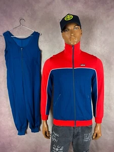 RARE 70s Vintage Merboso Made Swiss Ski Full Zip Sweatshirt Jacket Pants Size 40 - Picture 1 of 11