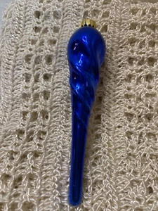 Gedrehter mundgeblasener blauer Glas Eiszapfen Weihnachtsschmuck Made in China 6 Zoll - Bild 1 von 2