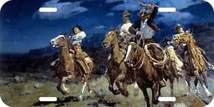 FRAN TENNEY JOHNSON METAL OLD WEST COWBOY ROUGH RIDING RANCHERO LICENSE PLATE - Picture 1 of 1