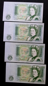 Great Britain GB UK - "£1 ~ ONE POUND" 4 Consec AUNC Banknotes, D. H. F Somerset - Picture 1 of 24