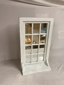 White framed wall mirror with attached shelf - Picture 1 of 11