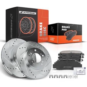 Front Drilled Brake Rotor & Ceramic Brake Pads for Honda CR-V Acura Legend TL - Picture 1 of 9
