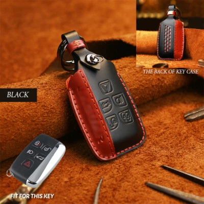 Genuine Leather Car Key Fob Case Cover Holder For Jaguar XE XF XJ F-Pace F-Type - Image 1 of 4