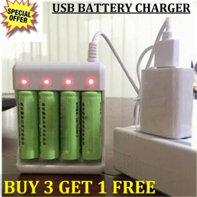 Universal 4 Slot Multi Battery Charger For AA AAA Rechargeable Batteries White - Image 1 of 4