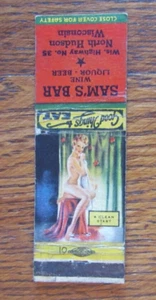 FUNDA PIN-UP GIRLIE MATCHBOOK: SAM'S BAR NORTH HUDSON, WISCONSIN MATCHCOVER -B17 - Imagen 1 de 3