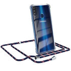 For Samsung Galaxy A20s Phone Case Sling On Cord Case Chain Blue Camouflage