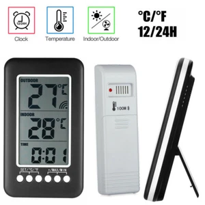 Reloj termómetro digital LED interior/exterior medidor monitor transmisor inalámbrico - Imagen 1 de 10