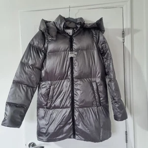 Dkny Ladies 2 In 1 Zip Off Gilet And Puffer Coat In.metallic Granit Size 10 Uk - Picture 1 of 16
