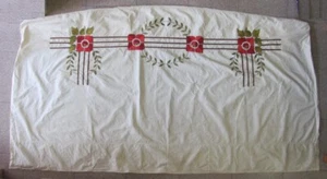 VINTAGE ART DECO EMBROIDERED LINEN COTTON FURNITURE COVER - Picture 1 of 12