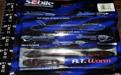 Lote de 8 vermes de pesca ocos sebile - floco escuro vermelho água doce e salgada - Imagem 1 de 3