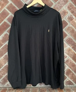 Polo Ralph Lauren Mens Turtleneck Size 3XB Soft Cotton Black Pullover Big Tall - Picture 1 of 10