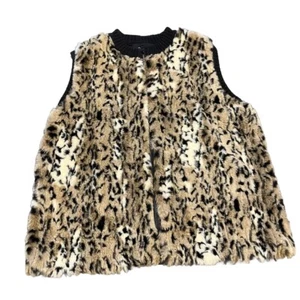 Parkhurst Outdoor Edition Faux Fur Coat Womens Size XL Leopard Black Vest 90’s - Picture 1 of 9