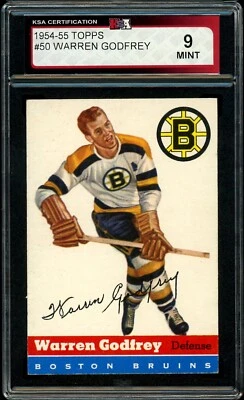 1954-55 TOPPS HOCKEY NHL #50 Warren Godfrey KSA 9 MINT Boston Bruins Card - Image 1 of 2