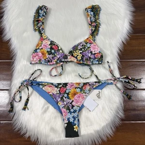 Agua Bendita Size M / L Tammy & Rose Dreamin Beaded Floral 2 Piece Bikini Set - Picture 1 of 15