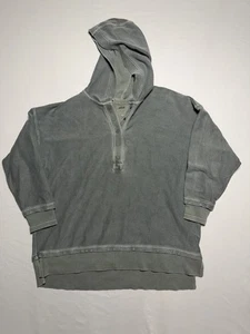 Aerie Waffle Knit Hoodie Snap Henley Green Women’s Pullover Size M - Bild 1 von 6