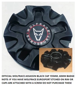 1 X Wolfrace Eurosport Assassin GT2 Alloy Wheel Centre Cap & Logo in Gloss Black - Picture 1 of 9
