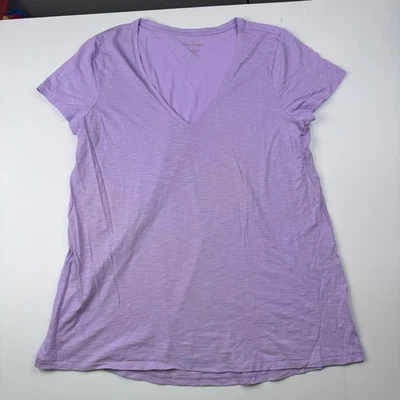 Camisa Lilly Pulitzer Para Mujer Grande Púrpura Cuello en V Tejido Slub Camiseta Informal Foto 1 de 4