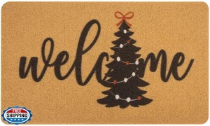 Christmas Welcome Door Mats Entryways Pine-Trees Snowflakes Carto - Picture 1 of 5
