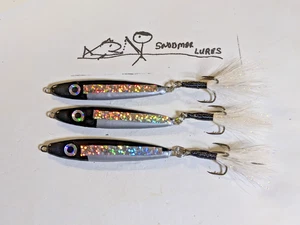 3 - 1,5 Unzen Elritze ANGELKÖDER JIGGING BLEI SLAB SPOON Schwarz, Chrom, Glitzer - Bild 1 von 6