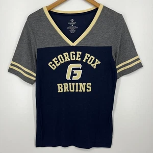 George Fox University Bruins T-Shirt Women's Size L Blue V Neck NCAA Colosseum - Picture 1 of 9