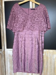 M&S Dress Ladies Size 20 Dusky Pink lilac Shimmer Party Occasion Lace Cocktail - Picture 1 of 11