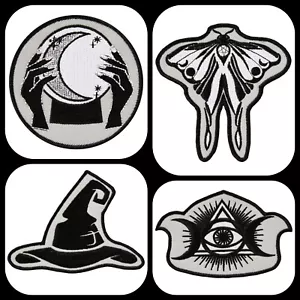 Enchanted Witch Warlock Psychic Astrology Tarot Embroidered Iron on Patch 4x Set - Picture 1 of 6