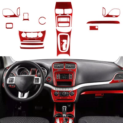 Kits de 20 piezas de fibra de carbono rojo interior completo embellecedor de tablero para Dodge Journey 2011-2020 Foto 1 de 4