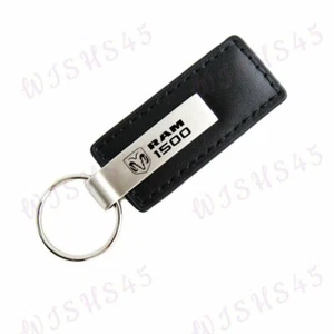 For DODGE RAM 1500 Key Ring Black Leather Rectangular Keychain - KC1540.R15 - Picture 1 of 6