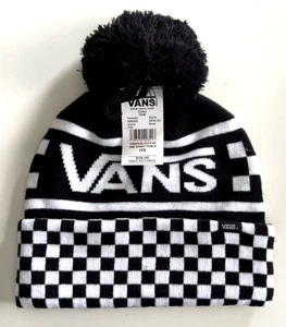 Vans Off The Wall SPIRIT POM BEANIE Schachbrettmuster Bündchen VERDUNKELUNG WEISS Erwachsene neu - Bild 1 von 5