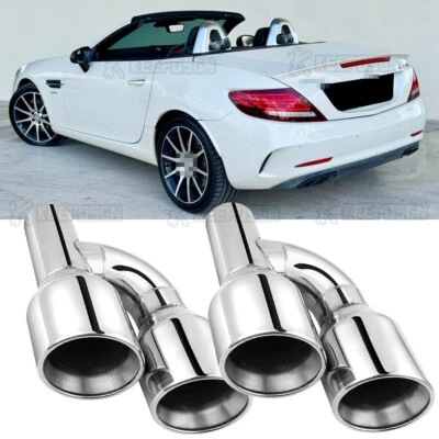 2x Punta de tubo de escape doble 2,5" entrada 4" salida para Mercedes-Benz SLC180 SLC43 AMG Foto 1 de 4
