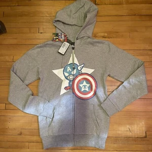 tokidoki x MARVEL Comic HOODIE Full Zip Captain America Heather Gray-S - Picture 1 of 5