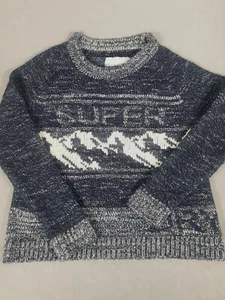 Superdry Jumper Womens Large L XL Navy Blue Spellout Logo Knit Wool Mohair VTG - Picture 1 of 9