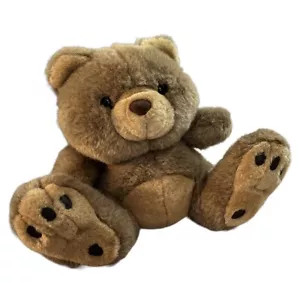 Vintage 1989 Fiesta Brown Bear Big Foot Plush Stuffed Animal Padded Paws 9” - Picture 1 of 10