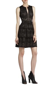 NEW BCBGMAXAZRIA BLACK SCARLETT TIERED EYELET DRESS BRQ6W714/M193A SIZE 6 - Picture 1 of 4