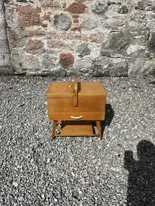 Retro Beech Sewing Box / Work Box - Picture 1 of 11