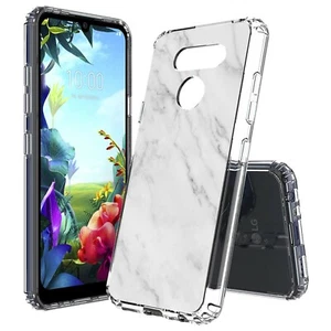 White Marbling Slim Shockproof Hybrid Hard Cover Soft Bumper Case for LG Models - Picture 1 of 5