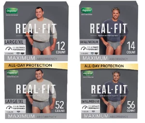 Depend Real Fit Maximum Absorbency Underwear for Men 14, 56 S/M & 12, 52 L/XL ✅ - Picture 1 of 9