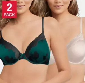 NWT Women's Green Floral/ Nude MAIDENFORM 2 Pack Devotion Bras Size 36C - Picture 1 of 1