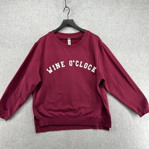 Green Tea Sweatshirt Womens Size XXL Burgundy Long Sleeve One O' Clock - Picture 1 of 11