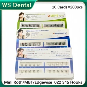 10 Sets Dental Orthodontic Brackets MIM Monoblock Mini Roth/MBT  022 345 Hooks - Picture 1 of 11