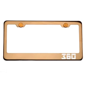 Rose Gold Chrome License Plate Frame 360 Laser Etched Metal Screw Cap - Picture 1 of 8