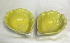 Lot de 2 bol à soupe céréales jaune feuille de chou Secla jaune 7" x 5" Portugal - Photo 1/3