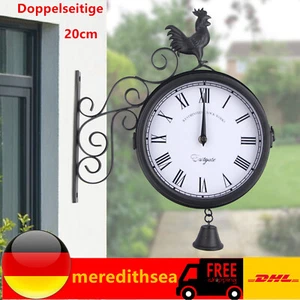 Reloj de pared de jardín reloj de estación de doble cara habitación reloj de cocina reloj de dos caras antiguo - Imagen 1 de 12