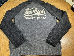 Triumph Motorcycles Lucky Brand 1/4 Zip Chainstitch Sweater M Cotton Poly Knit - Picture 1 of 12
