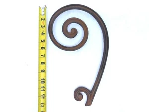 Vintage Pediment Cast Iron Scroll Curve Spiral Wall Decor Art Panel 13" SI - Picture 1 of 5