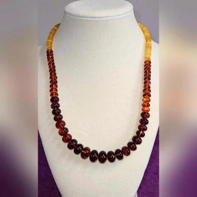RARE Jay King Multicolored Amber Ombre Bead 18" Sterling Silver Necklace Foto 1 de 4